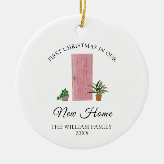 Erste Weihnachten auf unserer neuen Zuhause Weihna Keramik Ornament (Vorne)