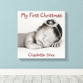 Erste Weihnachten, Baby-Foto, Name Leinwanddruck (Insitu (Holzboden))