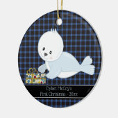 Erste Weihnachten ・ Baby Siegel ・ Kariert Keramik Ornament (Links)