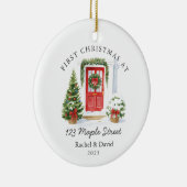 Erste Weihnachten bei New Address - Red Door Keramik Ornament (Rechts)