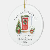Erste Weihnachten bei New Address Red Door Keramik Ornament (Links)