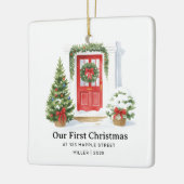 Erste Weihnachten bei New Address - Red Door Keramikornament (Links)