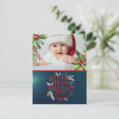 Erste Weihnachten des Babys, Holly Berries, Foto, (Stehend Vorderseite)