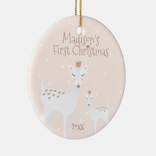 Erste Weihnachten des Babys - Niedliches Hirsch - Keramik Ornament (Rechts)