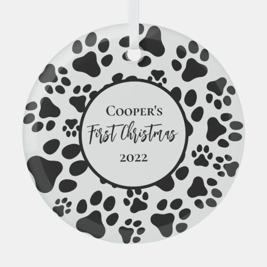 Erste Weihnachten Einfache Niedliche Welpenpfeifen Ornament Aus Glas (Vorderseite)