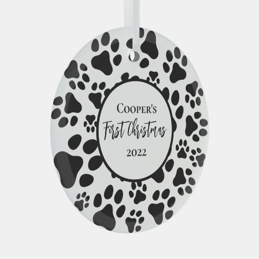 Erste Weihnachten Einfache Niedliche Welpenpfeifen Ornament Aus Glas (Vorderseite Rechts)