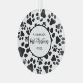 Erste Weihnachten Einfache Niedliche Welpenpfeifen Ornament Aus Glas (Vorderseite links)