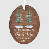 Erste Weihnachten Frau Rustic Wood Two Pines Ornament (Vorderseite)