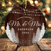 Erste Weihnachten Frau Wood Winter String Lights Keramik Ornament