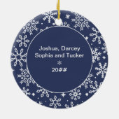 Erste Weihnachten gemeinsam Foto Blue Snowflake Keramik Ornament (Hinten)