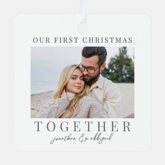 Erste Weihnachten gemeinsam Foto Keepake Ornament Aus Metall (Vorderseite)