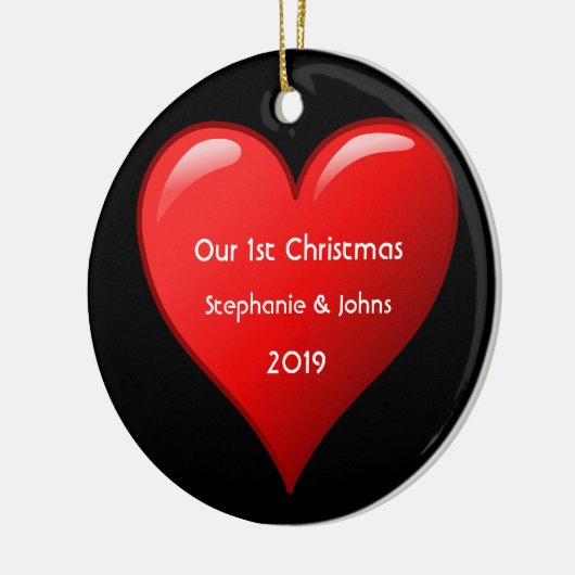 Erste Weihnachten Gemeinsam Niedliches Rotes Herz Keramik Ornament (Links)