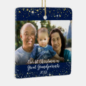 Erste Weihnachten Große Großeltern 2 Foto Sterne Keramikornament (Rechts)