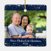 Erste Weihnachten Große Großeltern 2 Foto Sterne Keramikornament (Rückseite)