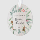 Erste Weihnachten Großeltern Winter Grüne Foto Ornament (Vorderseite)
