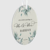 Erste Weihnachten Herr & Frau Eukalyptus Greenery Ornament (Vorderseite)
