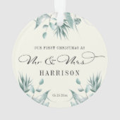Erste Weihnachten Herr & Frau Eukalyptus Greenery Ornament (Rückseite)