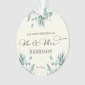 Erste Weihnachten Herr & Frau Eukalyptus Greenery Ornament (Vorderseite)