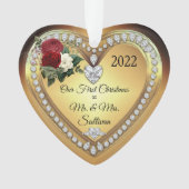 Erste Weihnachten Herr | Frau Gold Diamonds Keepak Ornament (Vorderseite)