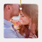 Erste Weihnachten Herr & Frau Tropical Hearts Keramikornament (Rückseite)