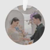 Erste Weihnachten Herr & Mrs. Foto Brush Script Ornament (Vorderseite)