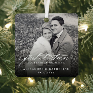 Erste Weihnachten Herr & Mrs. Holiday Wedding Foto Ornament Aus Metall