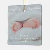 Erste Weihnachten hier Foto Neugeborene Niedliche Keramikornament (Links)