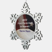 Erste Weihnachten im Himmel Snowflake Pewter Chris Schneeflocken Zinn-Ornament (Rechts)