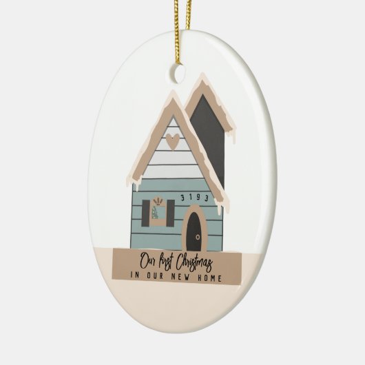 Erste Weihnachten im neuen Haus Keramik Ornament (Links)