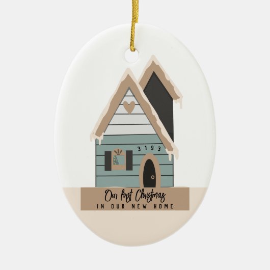 Erste Weihnachten im neuen Haus Keramik Ornament (Vorne)