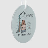 Erste Weihnachten im Niedlichen Doodle House in Ne Ornament (Vorderseite)