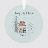 Erste Weihnachten im Niedlichen Doodle House in Ne Ornament (Rückseite)