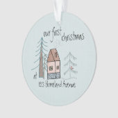 Erste Weihnachten im Niedlichen Doodle House in Ne Ornament (Vorderseite)