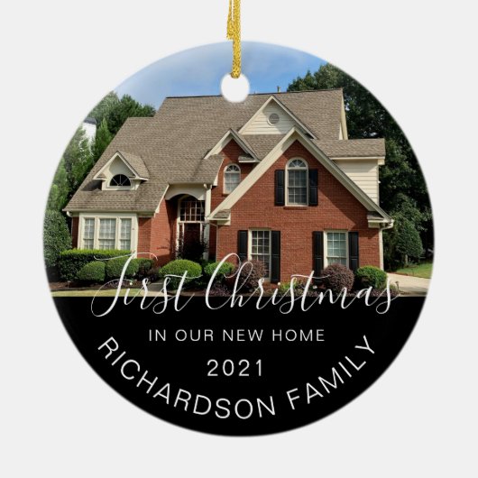 Erste Weihnachten in der neuen Zuhause Vollständig Keramik Ornament (Hinten)