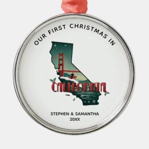 Erste Weihnachten in Kalifornien Staat Personalisi Ornament Aus Metall
