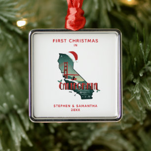 Erste Weihnachten in Kalifornien Staat Personalisi Ornament Aus Metall