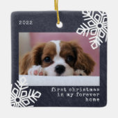 Erste Weihnachten in meinem Forever Zuhause Hund F Keramikornament (Vorderseite)