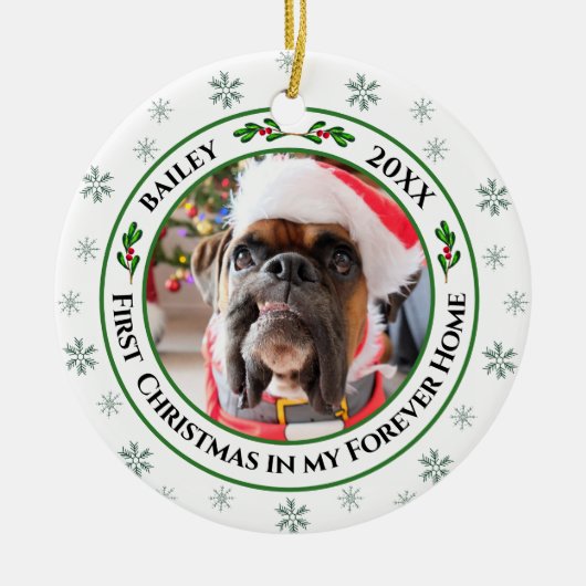 Erste Weihnachten in meinem Forever Zuhause Pet Or Keramik Ornament (Vorne)