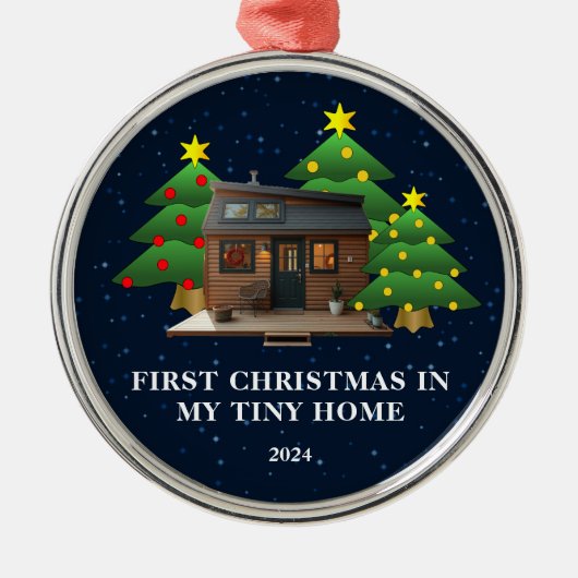 Erste Weihnachten in meiner Tiny Zuhause rustikal Ornament Aus Metall (Vorne)