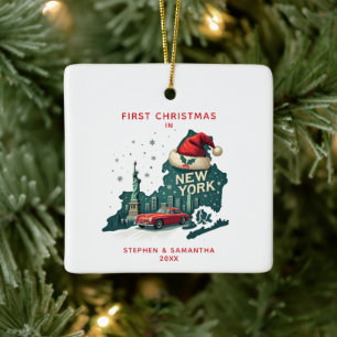 Erste Weihnachten in New York Staat Custom Holiday Keramikornament