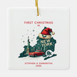 Erste Weihnachten in New York Staat Custom Holiday Keramikornament