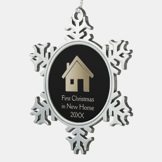 Erste Weihnachten in New Zuhause 20XX Schneeflocken Zinn-Ornament (Rechts)