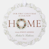Erste Weihnachten in New Zuhause Boho Ornament Karte (Vorderseite)