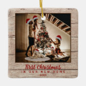 Erste Weihnachten in New Zuhause Family Foto Keramikornament (Vorderseite)