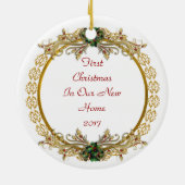 Erste Weihnachten in New Zuhause-Ornament Keramik Ornament (Hinten)