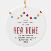 Erste Weihnachten in New Zuhause Personalisiert Ba Keramik Ornament (Hinten)