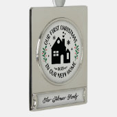 Erste Weihnachten in New Zuhause Personalisiert Banner-Ornament Silber (Rechts)