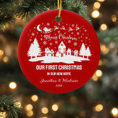 Erste Weihnachten in New Zuhause Personalisiert Ho Keramik Ornament