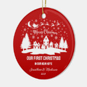 Erste Weihnachten in New Zuhause Personalisiert Ho Keramik Ornament (Links)