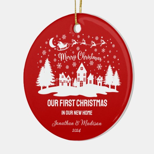Erste Weihnachten in New Zuhause Personalisiert Ho Keramik Ornament (Links)